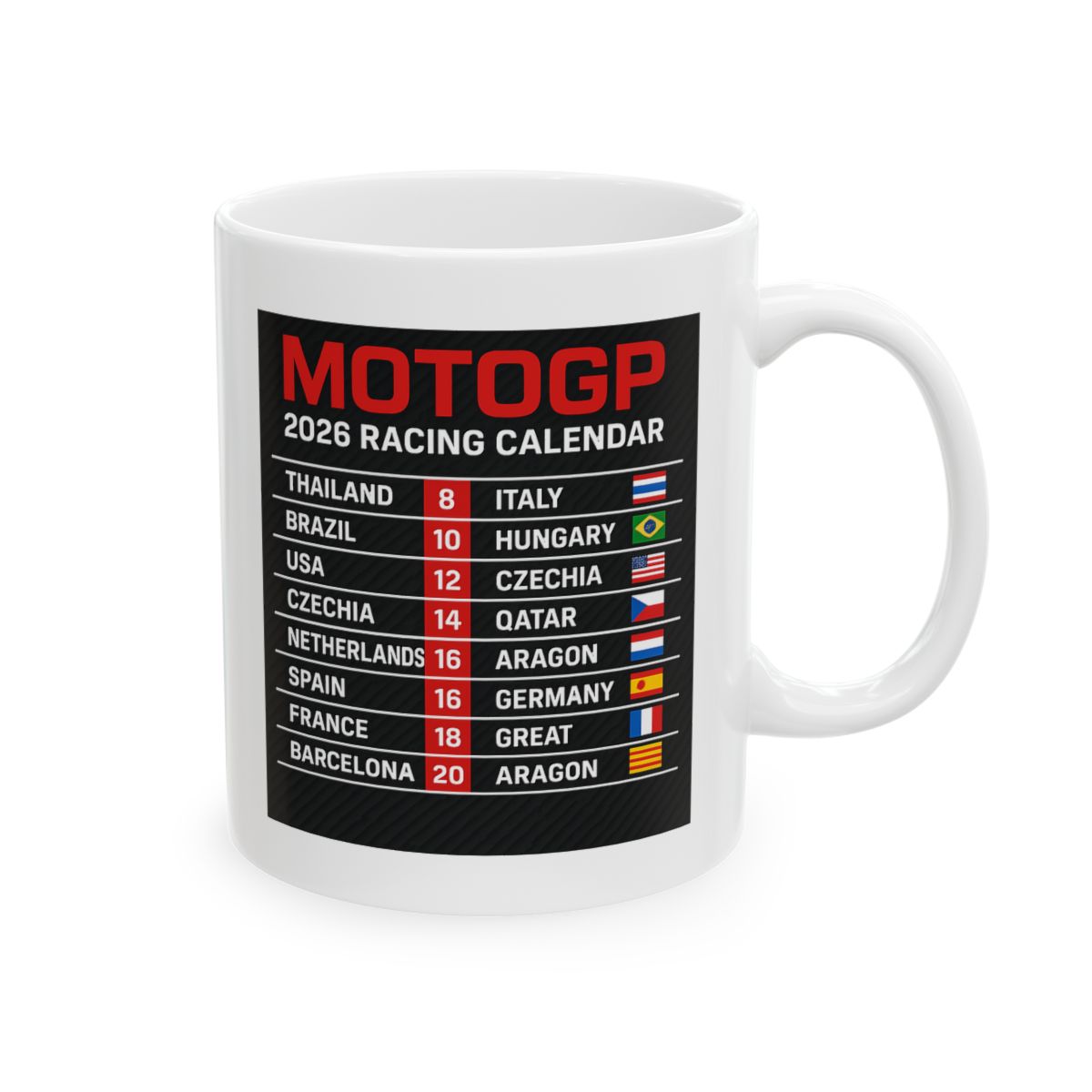 Moto GP 2026 Racing Calendar Mug - Official mugs merchandise