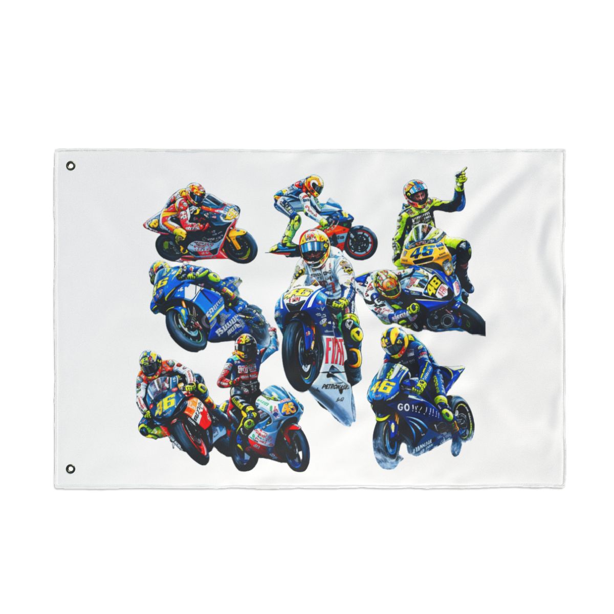 Vibrant Motorcycle Racers Checkered Flags Wall Art - alternate angle 3, merchandise