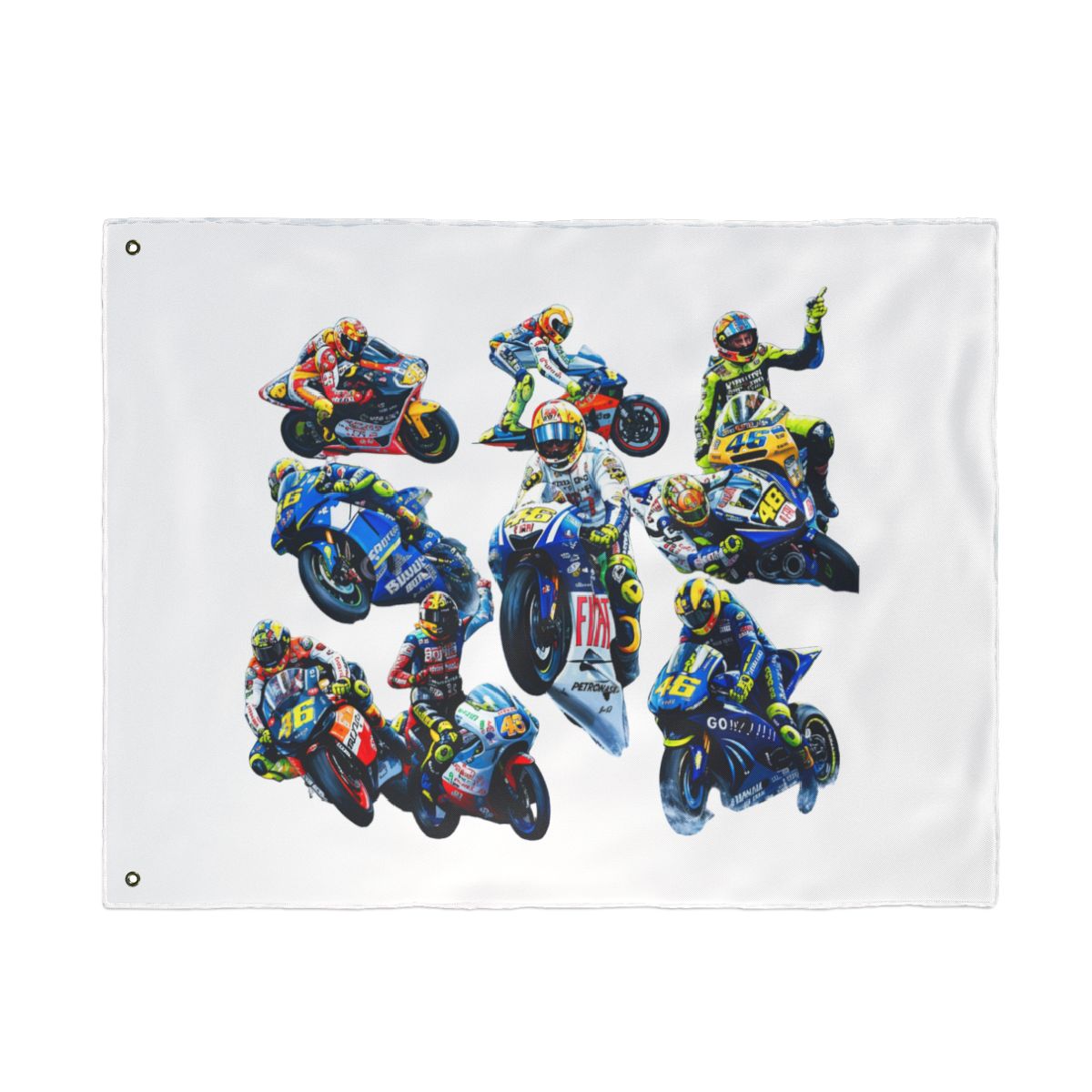 Vibrant Motorcycle Racers Checkered Flags Wall Art - alternate angle 4, merchandise