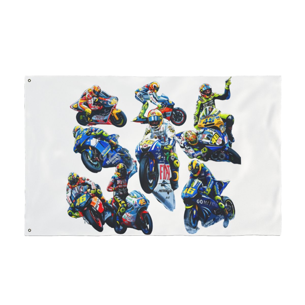 Vibrant Motorcycle Racers Checkered Flags Wall Art — official MotoGP Posters & Wall Art