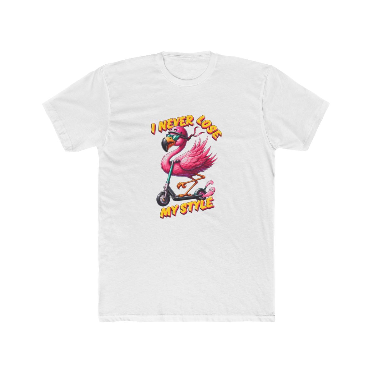Sassy Urban Flamingo on Scooter T Shirt - Fun City Adventure Gift - Official t-shirts merchandise