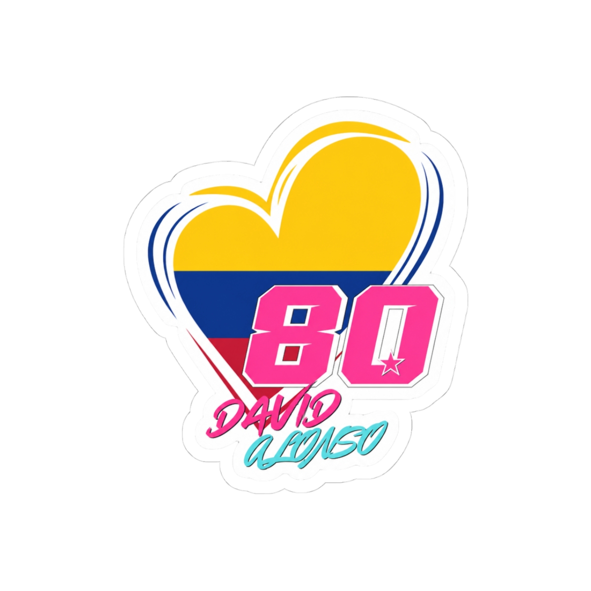 David Alonso #80 MotoGP Colombian Heritage Heart Racing Sticker - Official stickers merchandise